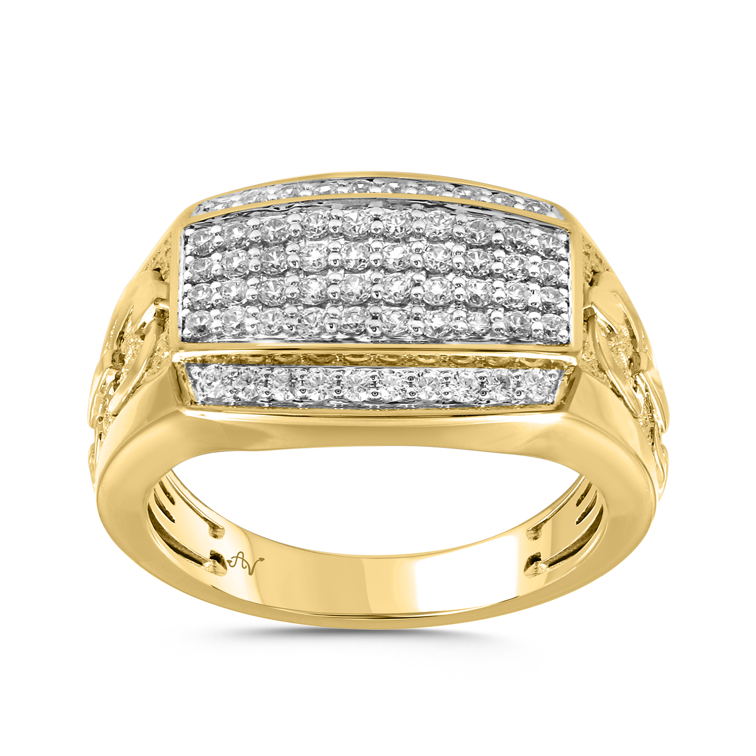 MEN'S RING 0.75CT ROUND DIAMOND 10K YELLOW GOLD - Image 1