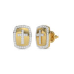 LADIES EARRINGS 0.25CT ROUND DIAMOND 10K YELLOW GOLD - Image 3