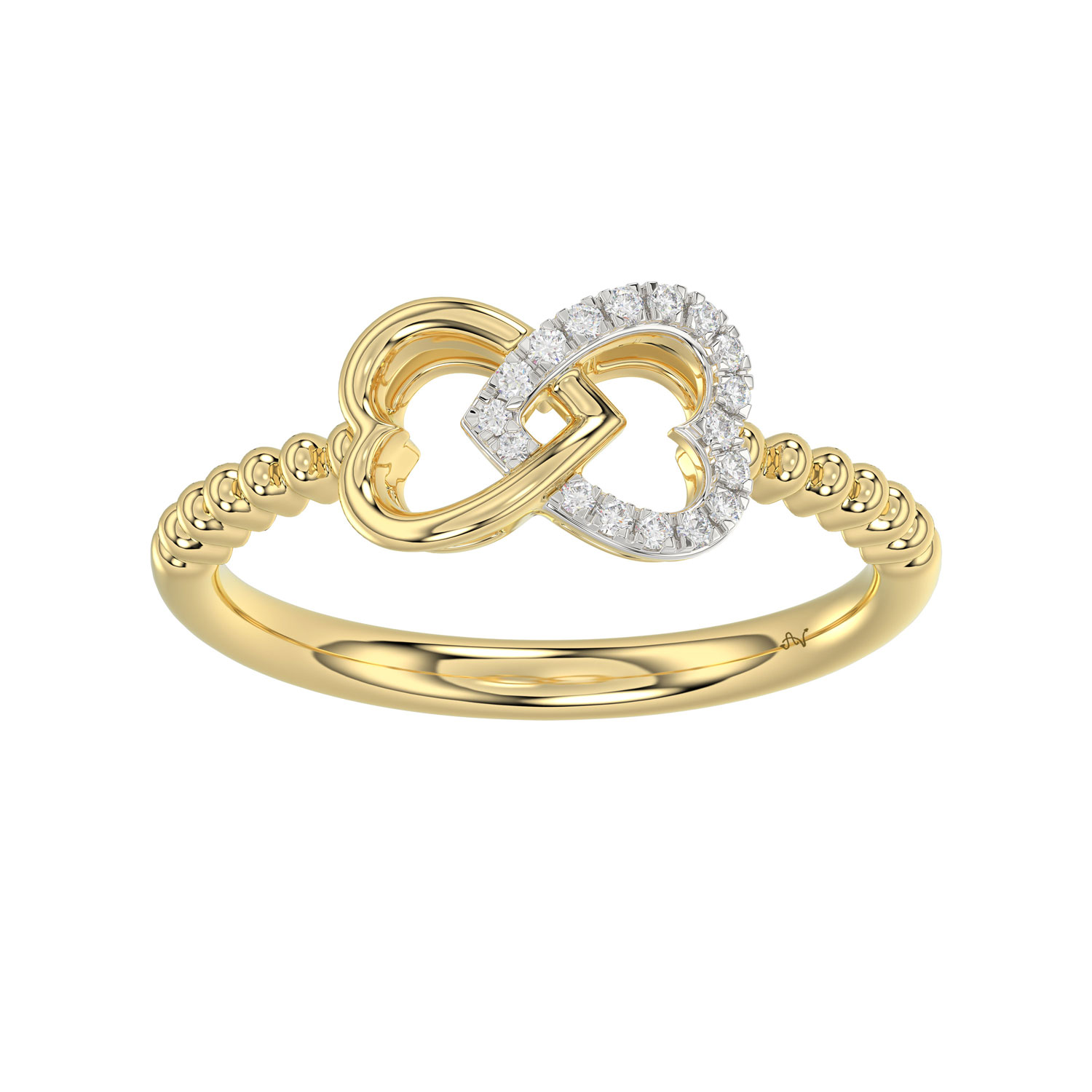 LADIES RING 0.10CT ROUND DIAMOND 10K YELLOW GOLD - Image 1