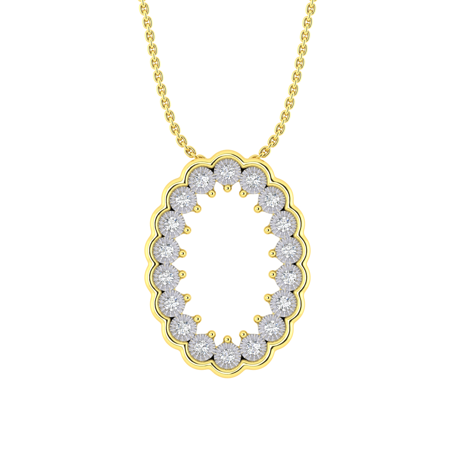 LADIES NECKLACE 0.20CT ROUND DIAMOND 10K YELLOW GOLD - Image 1