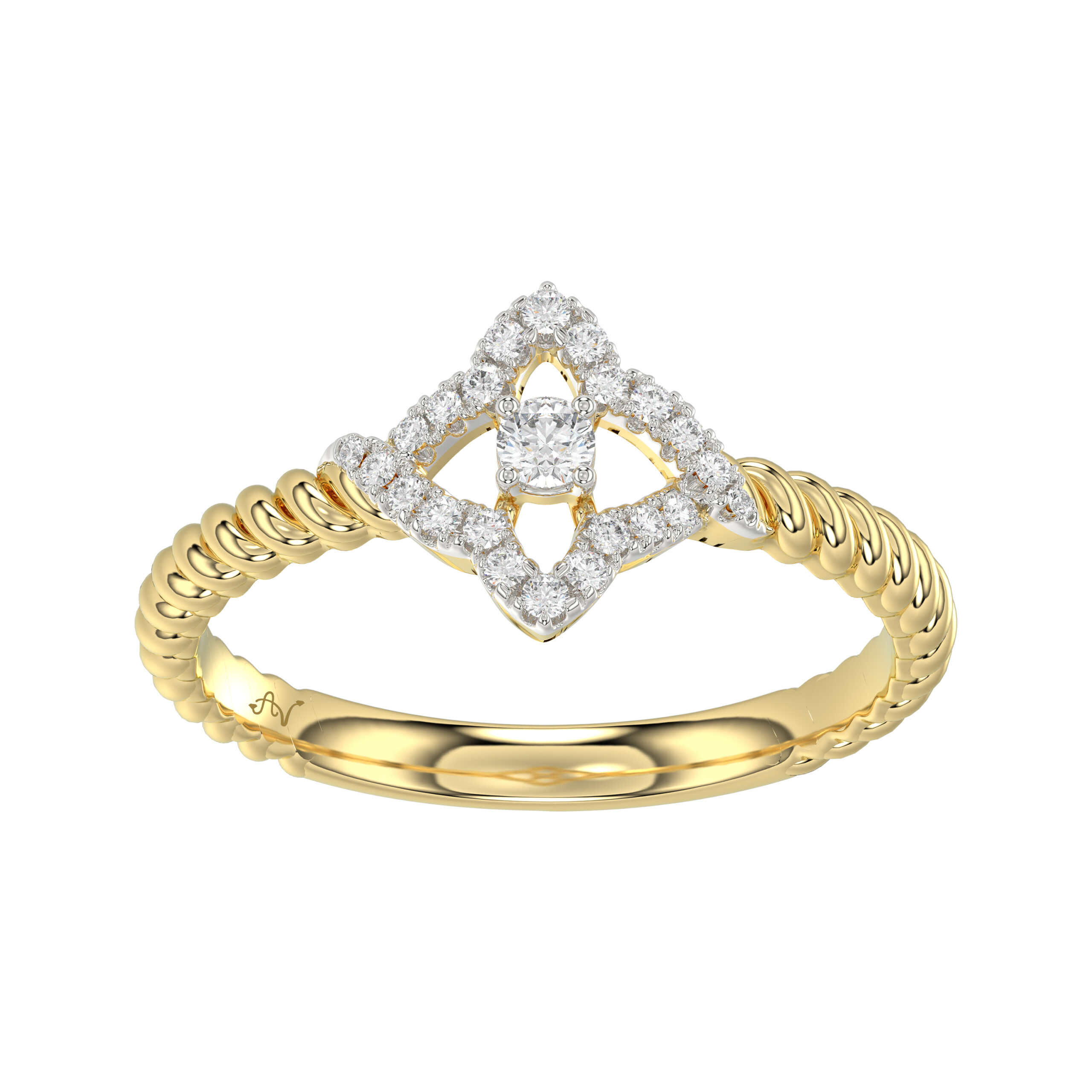 10K Yellow Gold Ladies Diamond Ring Featuring 0.15 Ct Round Diamonds. Stylish Fine Jewelry Piece Perfect For Daily Wear And Gifting. - Image 1