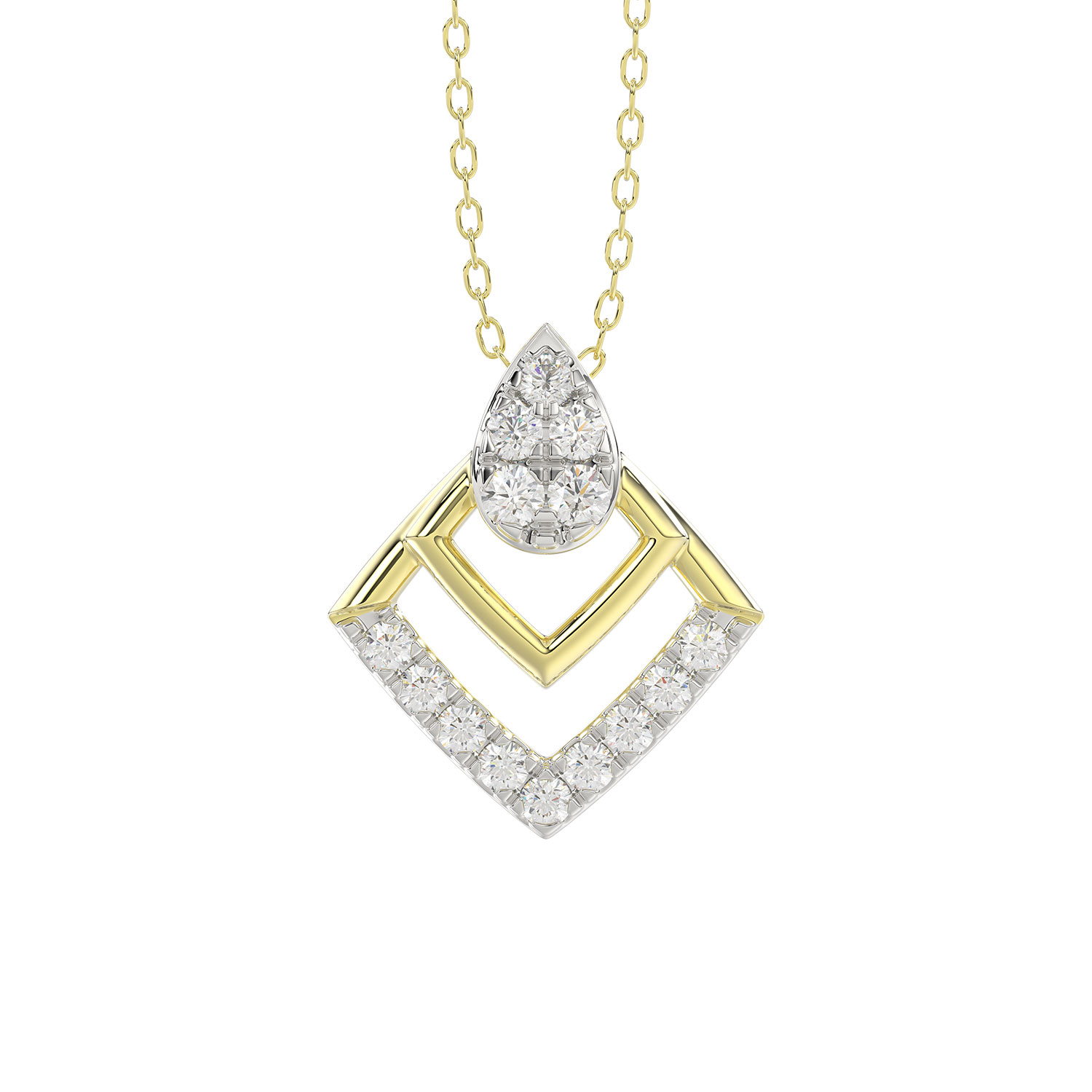 LADIES PENDANT WITH CHAIN 0.13CT ROUND DIAMOND 14K YELLOW GOLD - Image 1