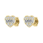 LADIES EARRINGS 0.25CT ROUND/BAGUETTE DIAMOND 14K YELLOW GOLD - Image 3