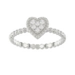 Ladies 0.10Ct Round Diamond Halo Heart Ring Sterling Silver Stylish Women’S Engagement & Promise Ring