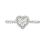 Ladies 0.10Ct Round Diamond Halo Heart Ring Sterling Silver Stylish Women’S Engagement & Promise Ring - Image 5
