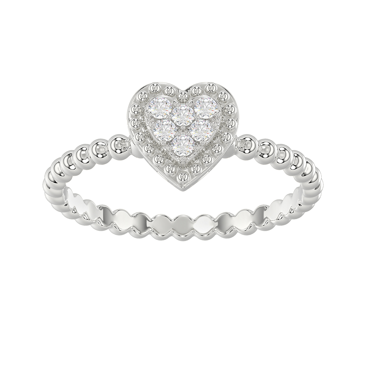 Ladies 0.10Ct Round Diamond Halo Heart Ring Sterling Silver Stylish Women’S Engagement & Promise Ring - Image 1
