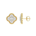 LADIES EARRING 0.25CT ROUND/BAGUETTE DIAMOND 10K YELLOW GOLD - Image 2