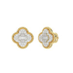 LADIES EARRING 0.25CT ROUND/BAGUETTE DIAMOND 10K YELLOW GOLD - Image 3