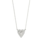 Round Diamond Heart Necklace, 0.10Ct Sterling Silver Love Necklace, Minimal Heart Charm Pendant For Your Loved One, Girlfriend Gift - Image 2