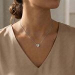 Round Diamond Heart Necklace, 0.10Ct Sterling Silver Love Necklace, Minimal Heart Charm Pendant For Your Loved One, Girlfriend Gift - Image 5