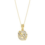 LADIES PENDANT 0.15CT ROUND/BAGUETTE DIAMOND 10K YELLOW GOLD - Image 2