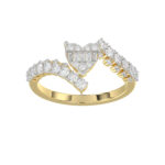 LADIES RING 0.65CT ROUND/BAGUETTE DIAMOND 14K YELLOW GOLD