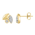 Elegance Ladies Round Diamond Cluster Fashion Earrings In 10K Yellow Gold ’ Marquise Design - Image 2