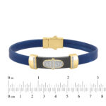 0.25 Ct Round Diamond Men’S Bracelet Yellow Gold With Rubber Strap (Blue/Black) - Image 3
