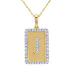 10K Yellow Gold letter 'J' Fashion Pendant With Chain - 0.20 CT Round Diamond Ladies Jewelry Gift