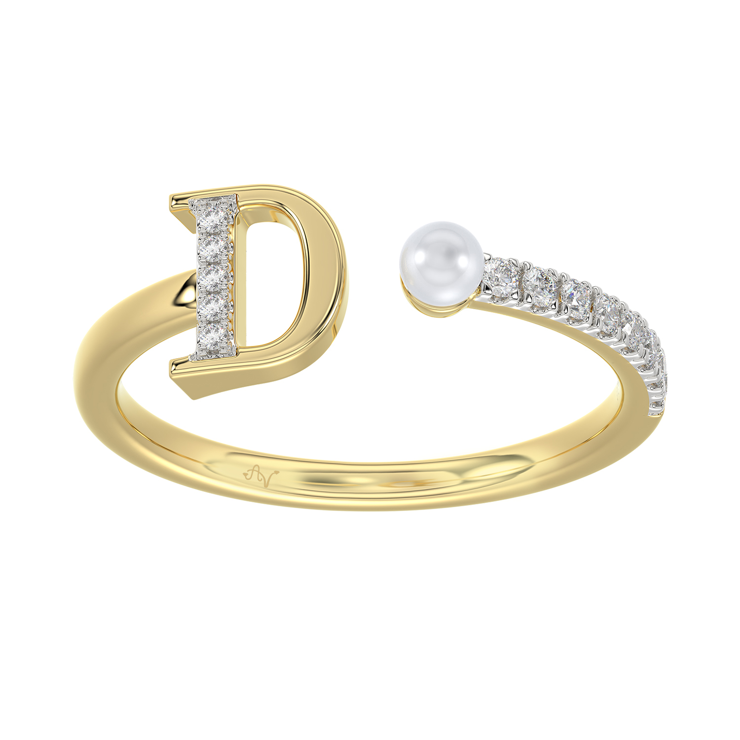 LADIES RING 0.10CT ROUND/PEARL DIAMOND 10K YELLOW GOLD - Image 1