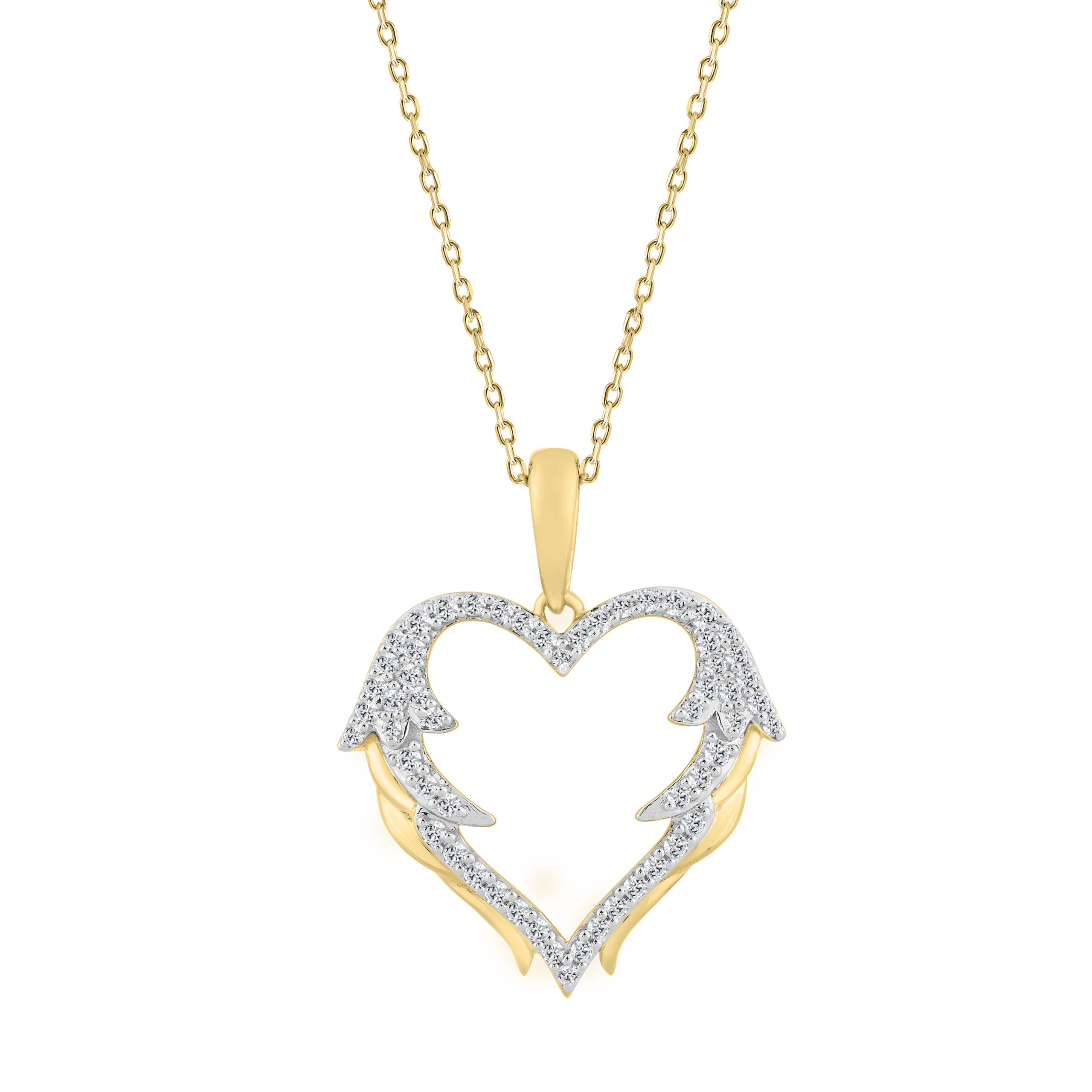 10K YELLOW GOLD LADIES PENDANT INCLUDES WITH CHAIN 0.20CT ROUND NATURAL DIAMOND - Image 1