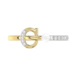 Women’S 10K Yellow Gold Letter ’C’ Diamond & Pearl Ring 0.10Ct Round Diamond Fine Jewelry - Image 5