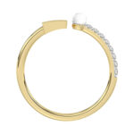 Women’S 10K Yellow Gold Letter ’E’ Diamond & Pearl Ring 0.10Ct Round Diamond Fine Jewelry - Image 2