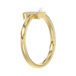 Women’S 10K Yellow Gold Letter ’E’ Diamond & Pearl Ring 0.10Ct Round Diamond Fine Jewelry - Image 4
