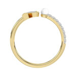 Women’S 10K Yellow Gold Letter ’N’ Diamond & Pearl Ring 0.10Ct Round Diamond Fine Jewelry - Image 2