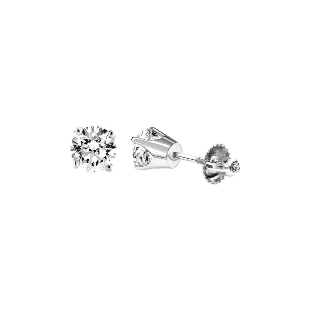 14K White Gold Round Diamond Stud Earrings 0.25CT Elegant Women’S Diamond Jewelry - Image 1