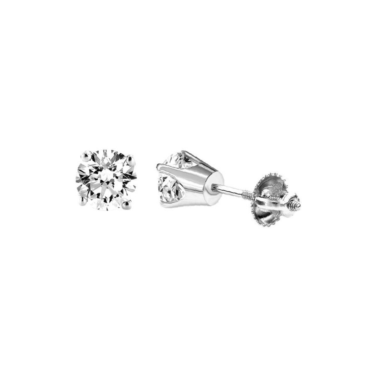 14K White Gold Round Diamond Stud Earrings 0.50CT Elegant Women’S Diamond Jewelry - Image 1