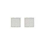 Sterling Silver White 0.25CT Round Diamond Yuva Square Cluster Earrings Women’S Fine Jewelry