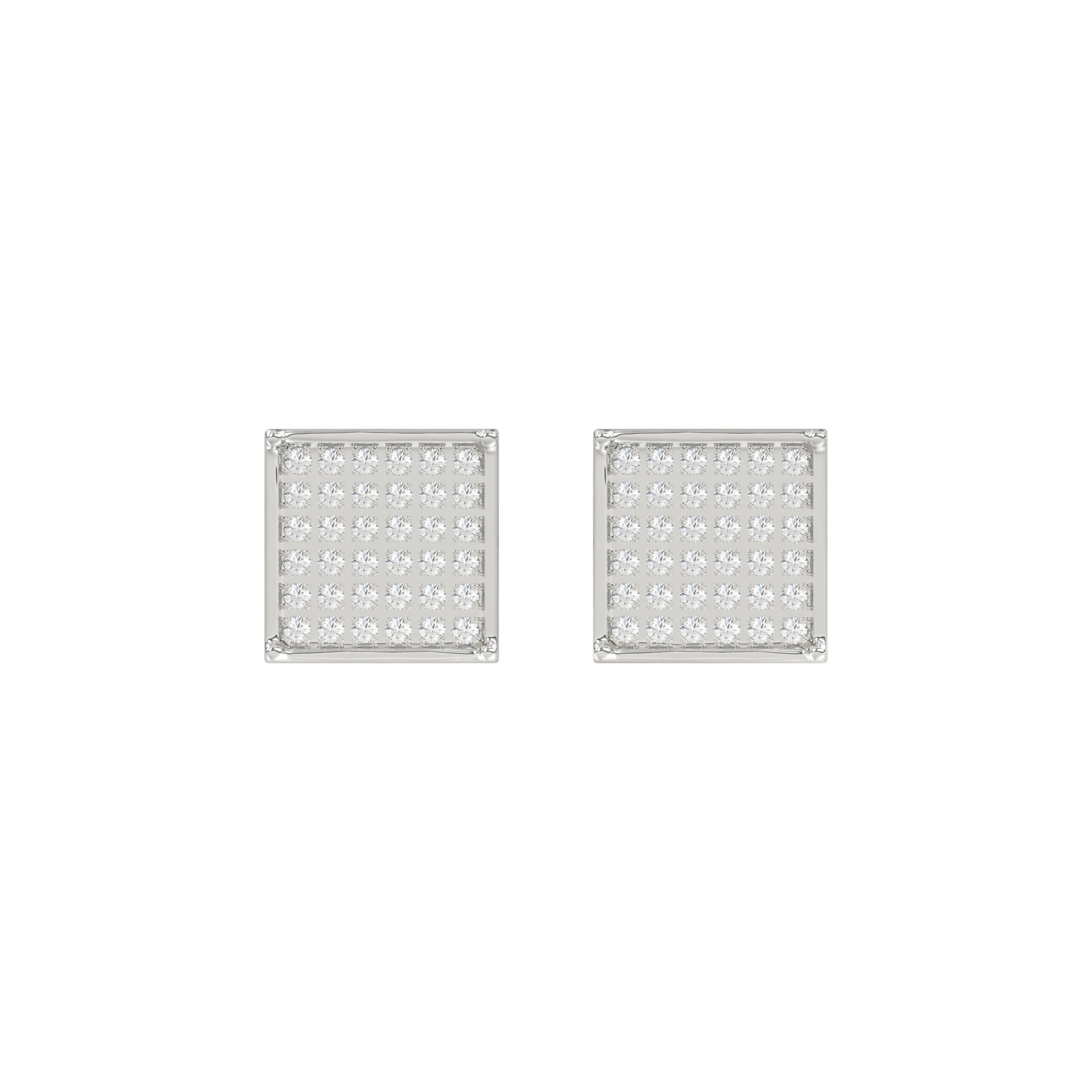 Sterling Silver White 0.25CT Round Diamond Yuva Square Cluster Earrings Women’S Fine Jewelry - Image 1