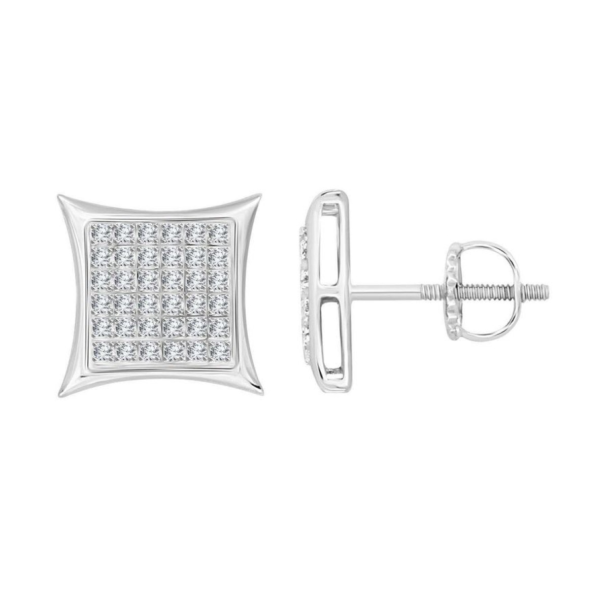 Sterling Silver 0.25Ct Round Diamond Kite Design Cluster Earrings Elegant Yuva Fashion Earrings - Image 1