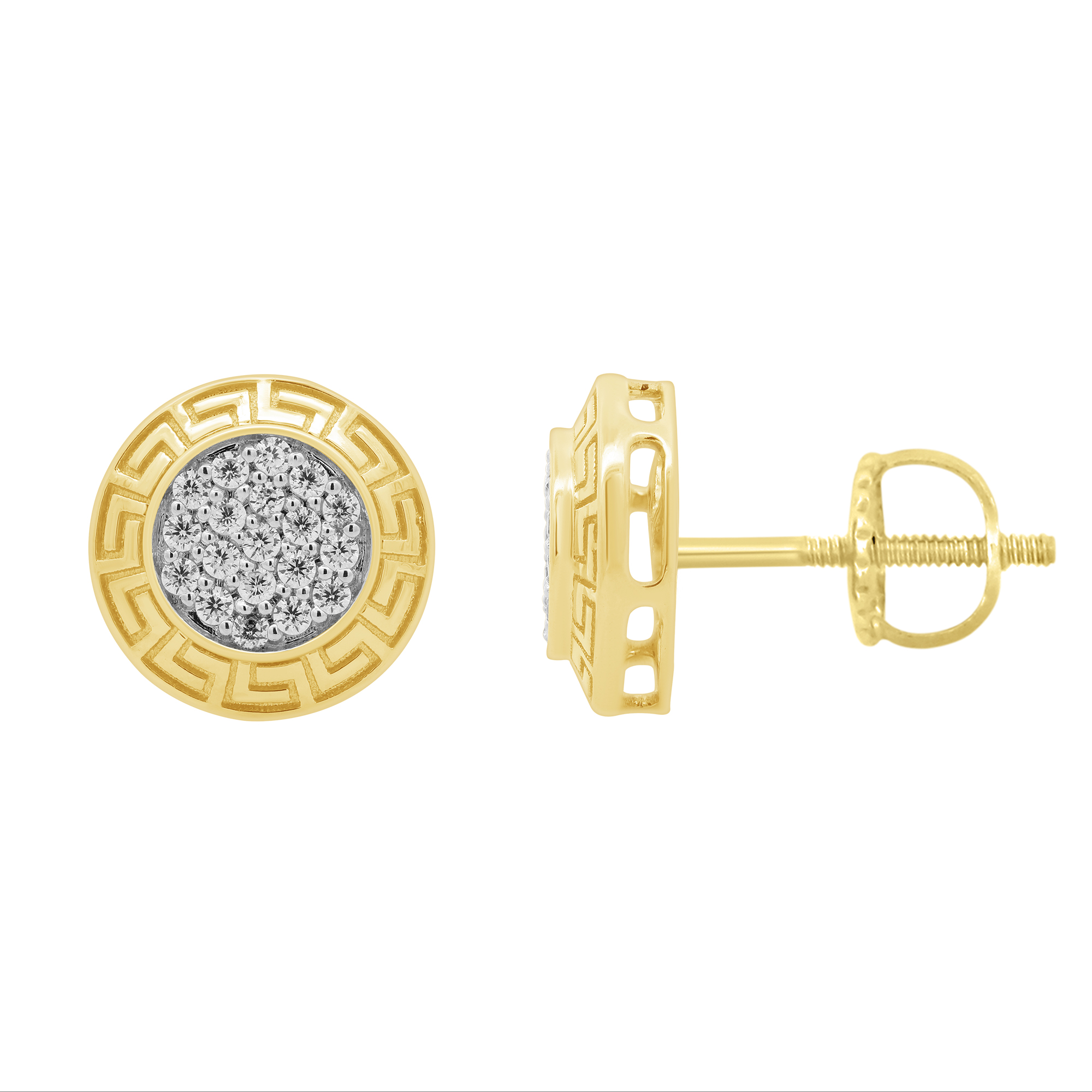 LADIES EARRINGS 0.25CT ROUND DIAMOND 10K YELLOW GOLD - Image 1