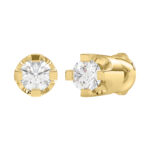 Elegant 14K Yellow Gold Diamond Solitaire Earrings 0.15CT Round Diamond Jewelry For Women - Image 3
