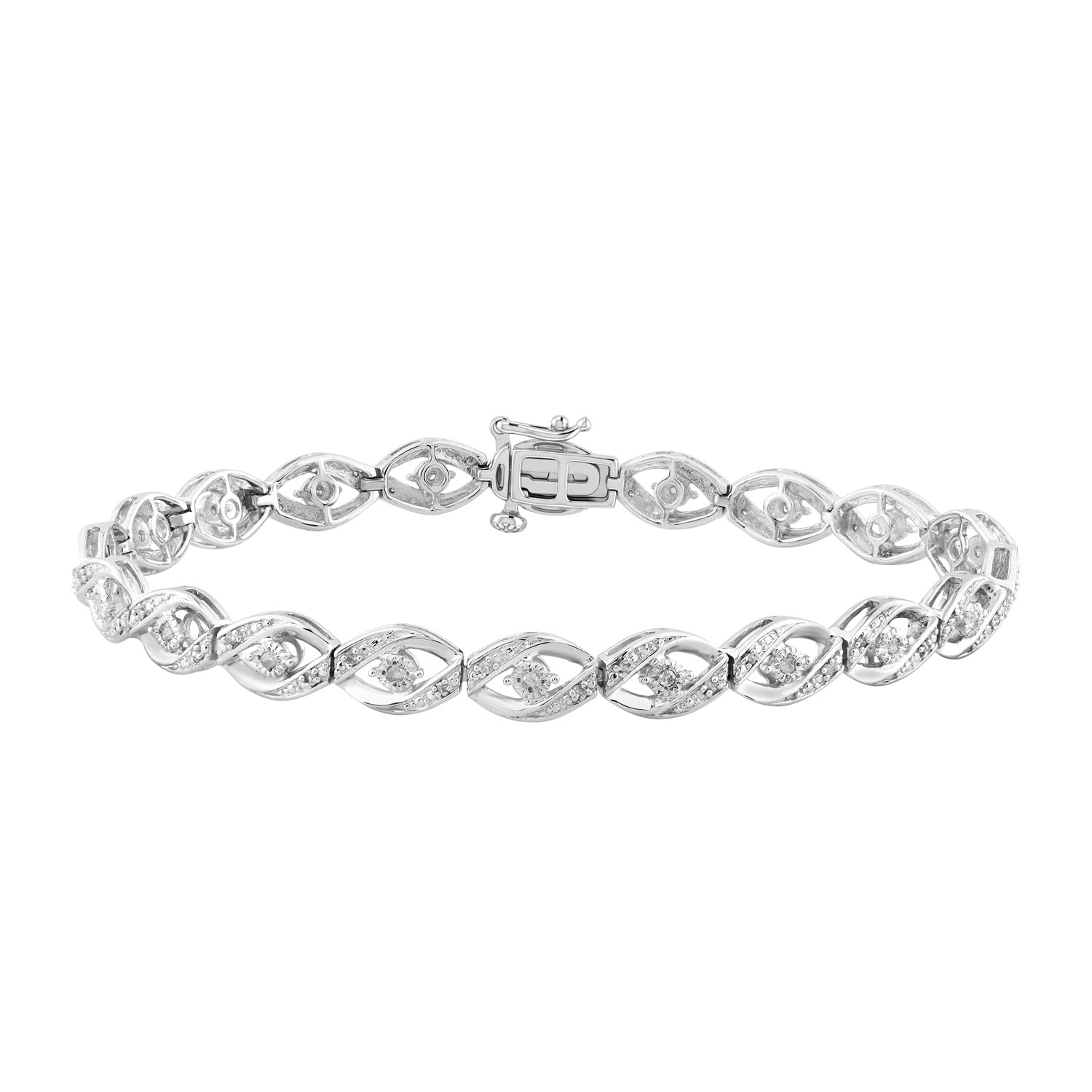Sterling Silver Ladies Bracelet With 0.25 Ct Round Diamond Elegant Ladies Diamond Bracelet - Image 1