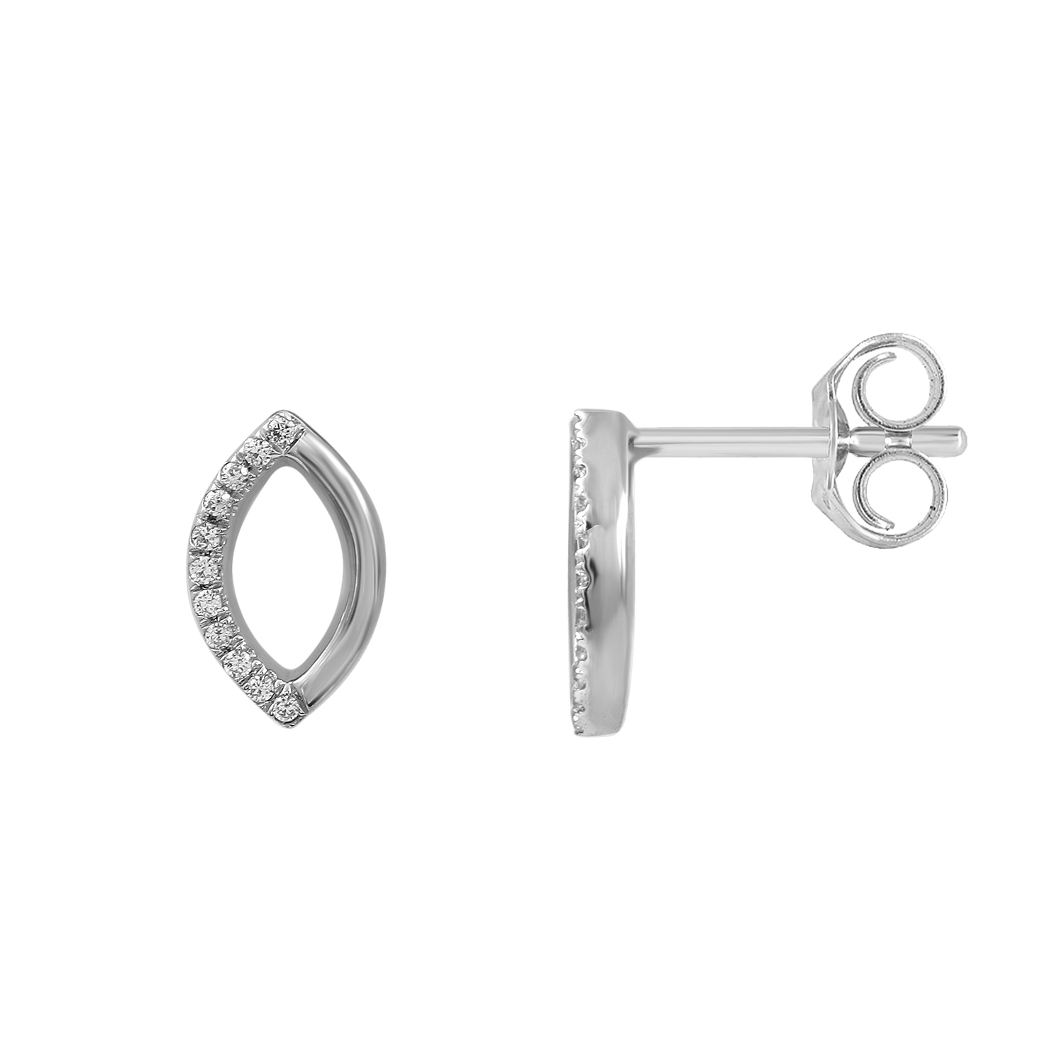 LADIES EARRINGS 0.05CT ROUND DIAMOND 14K WHITE GOLD - Image 1