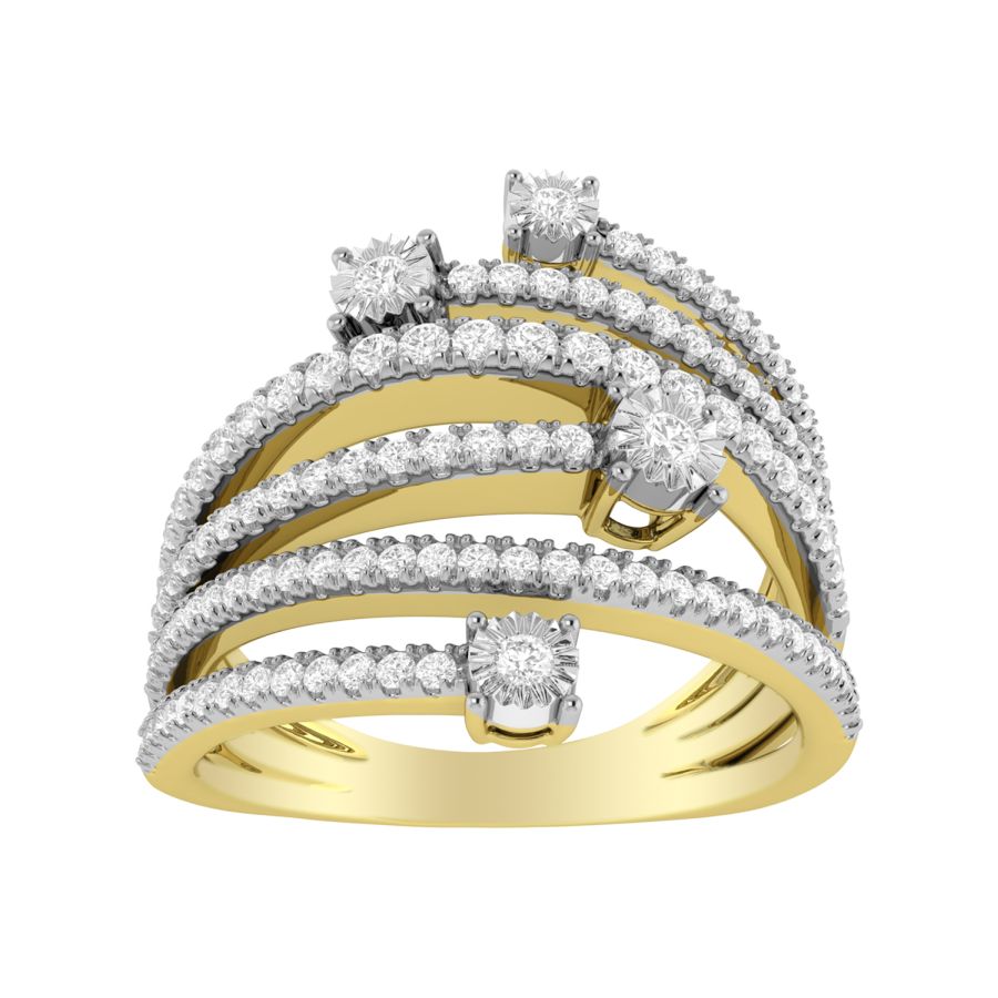 LADIES FASHION RING 0.50CT ROUND DIAMOND 10K YELLOW GOLD - Image 1