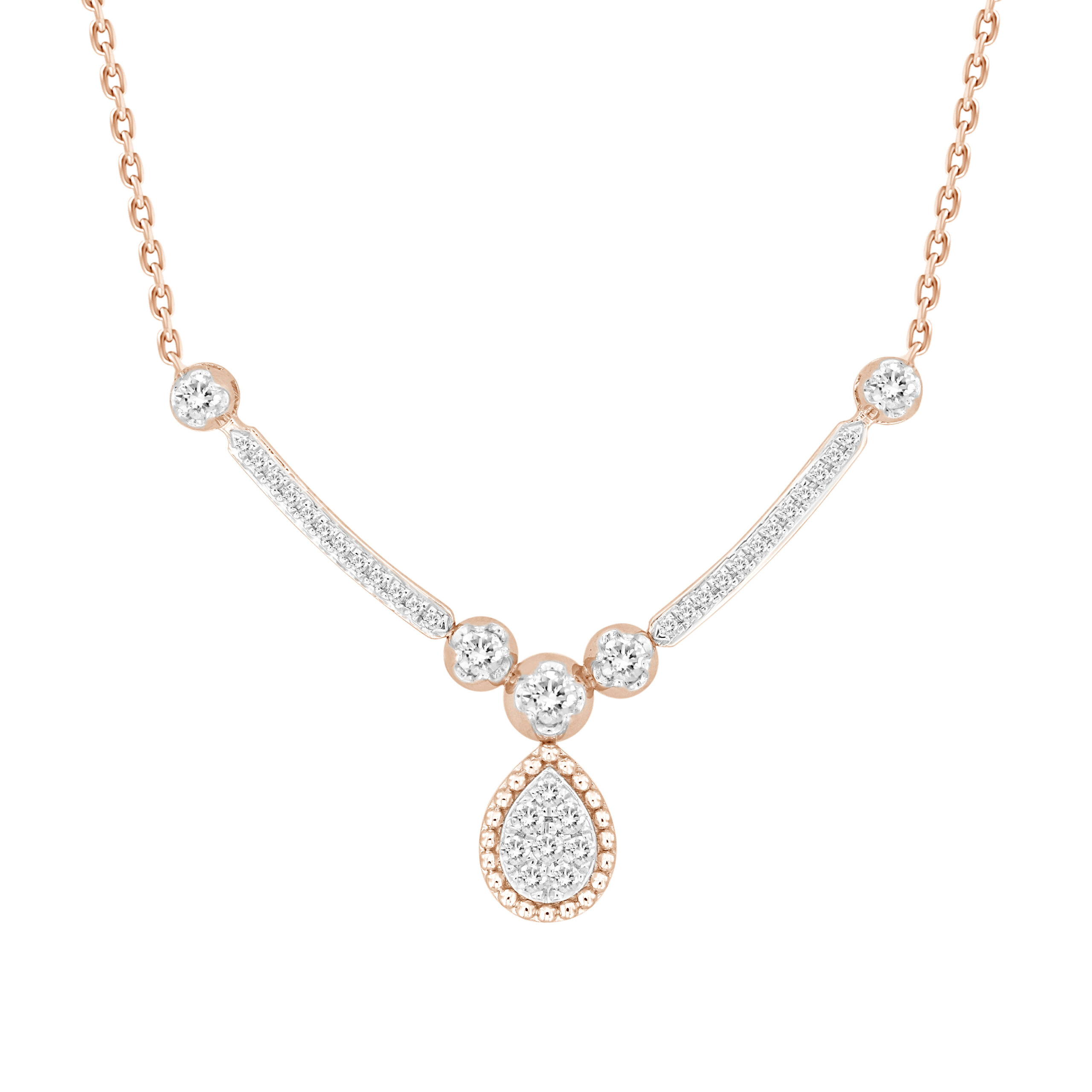 LADIES NECKLACE 0.35CT ROUND DIAMOND 10K ROSE GOLD - Image 1
