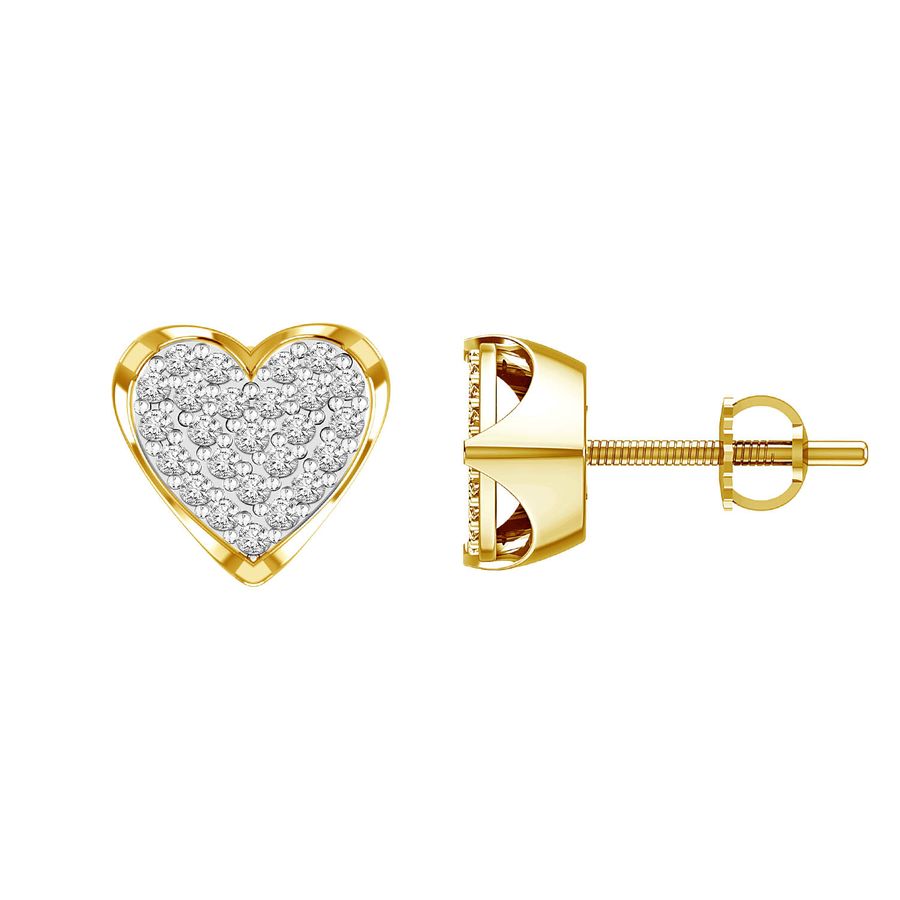 MEN'S STUD EARRINGS 0.15CT ROUND DIAMOND 10K YELLOW GOLD - Image 1