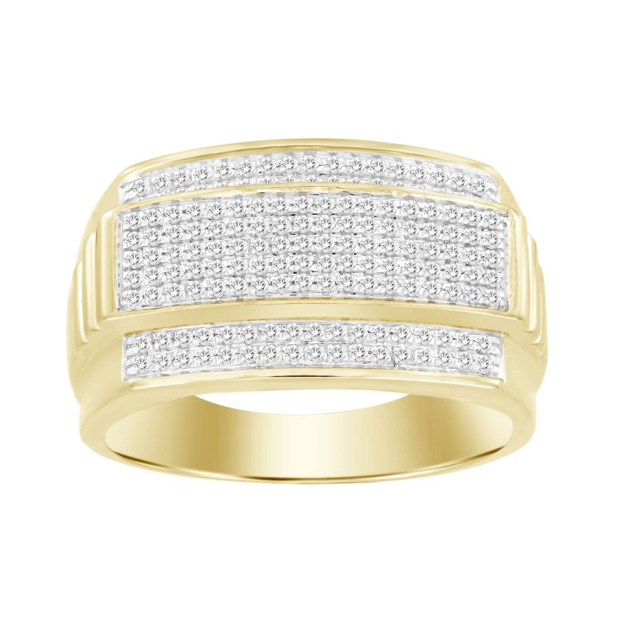 MEN'S RING 0.50CT ROUND DIAMOND 10K YELLOW GOLD - Image 1