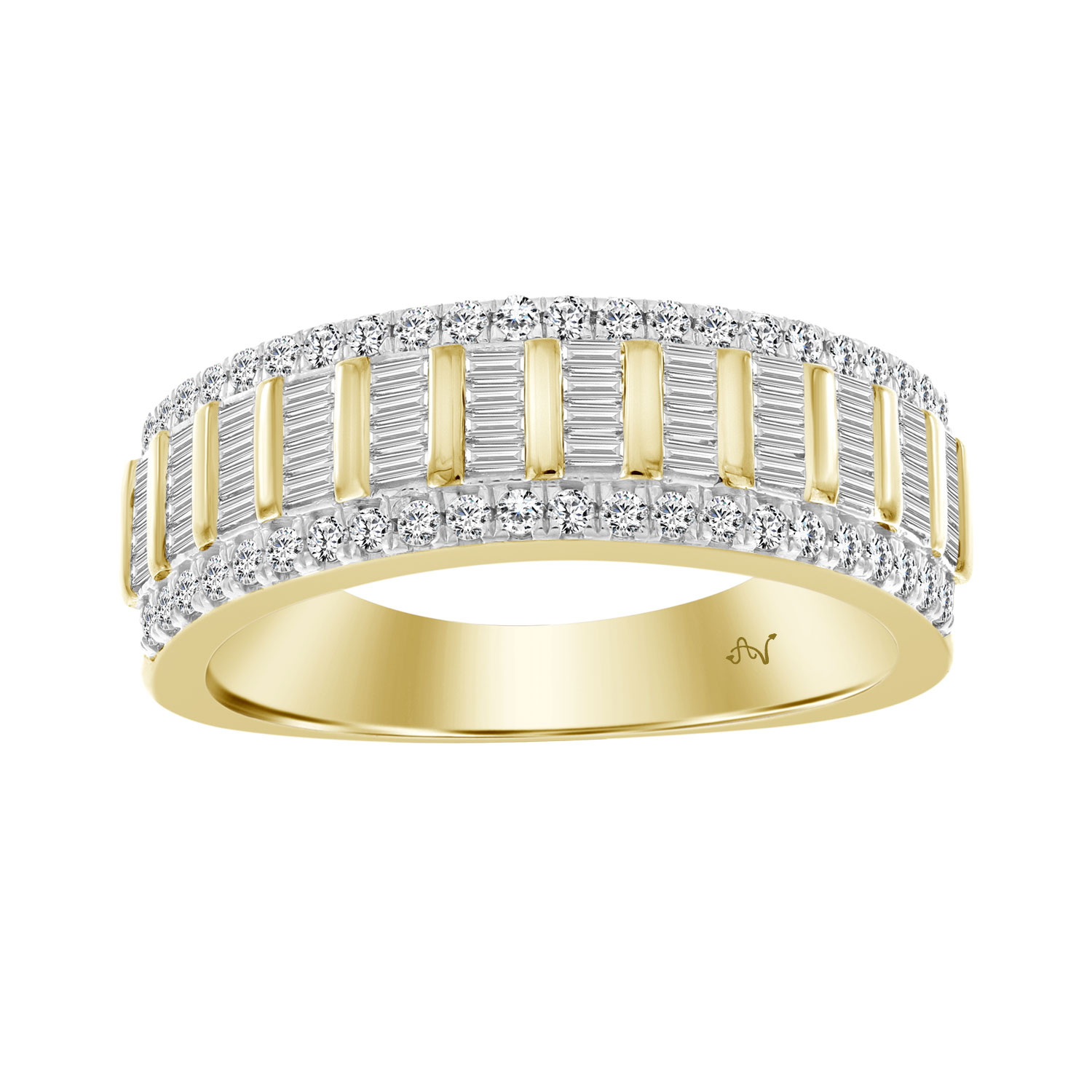 MEN'S BAND 0.75CT ROUND DIAMOND 10K YELLOW GOLD - Image 1