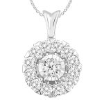 LADIES PENDANT WITH CHAIN 1.00CT ROUND DIAMOND 14K WHITE GOLD 2 210876W