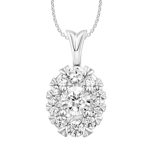 LADIES PENDANT WITH CHAIN 1.00CT ROUND DIAMOND 14K WHITE GOLD 1 210892W