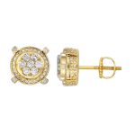 LADIES STUD EARRINGS 1.00CT ROUND DIAMOND 10K YELLOW GOLD 2 213130Y