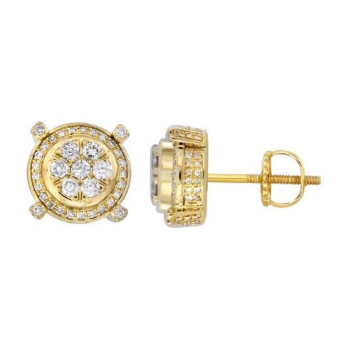 LADIES STUD EARRINGS 1.00CT ROUND DIAMOND 10K YELLOW GOLD 1 213130Y