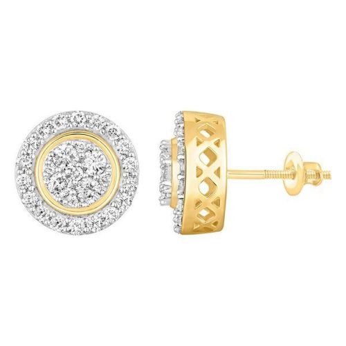 LADIES STUD EARRINGS 1.00CT ROUND DIAMOND 10K YELLOW GOLD 1 217081Y
