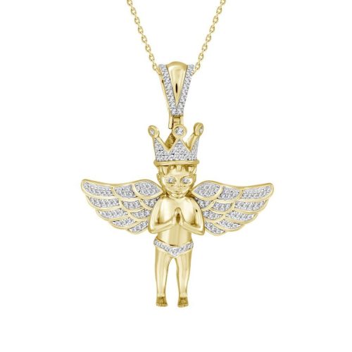 MEN'S PENDANT 0.40CT ROUND DIAMOND 10K YELLOW GOLD 1 219342Y