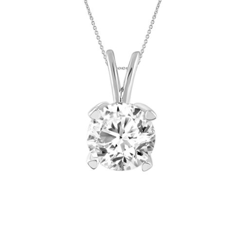 LADIES SOLITAIRE PENDANT WITH CHAIN 0.15CT ROUND DIAMOND 14K WHITE GOLD 1 220657W