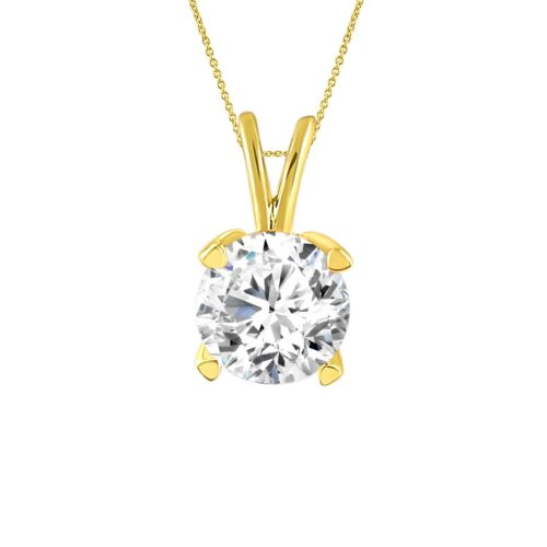 LADIES SOLITAIRE PENDANT 0.15CT ROUND DIAMOND 14K YELLOW GOLD 1 220657Y