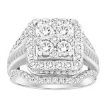 LADIES RING 1.00CT ROUND/BAGUETTE DIAMOND 10K WHITE GOLD 2 223016W
