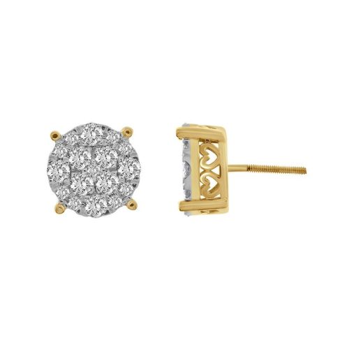 LADIES STUD EARRINGS 2.00CT ROUND DIAMOND 10K YELLOW GOLD 1 229383Y