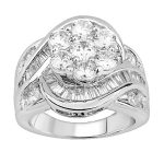 LADIES RING 3.00CT ROUND/BAGUETTE DIAMOND 14K WHITE GOLD 2 233022W